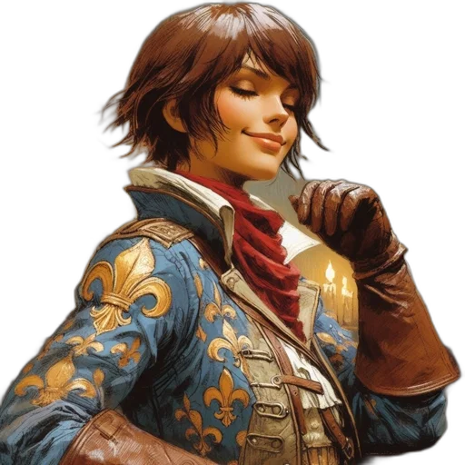jacket, face, staff, sword transparent PNG cut-out