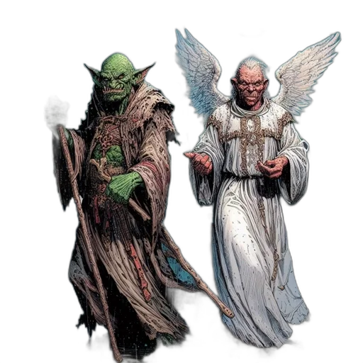 concept art, comic book art, fantasy art, green transparent PNG cut-out