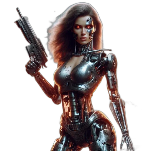 robot, weapon, comic book art, concept art transparent PNG cut-out