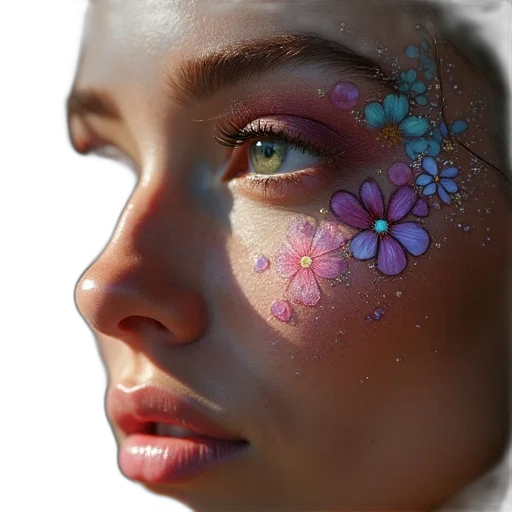 face, flower, jewelry, mask transparent PNG cut-out