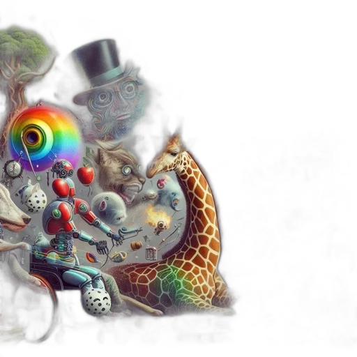 dragon, creature, robot, hat transparent PNG cut-out