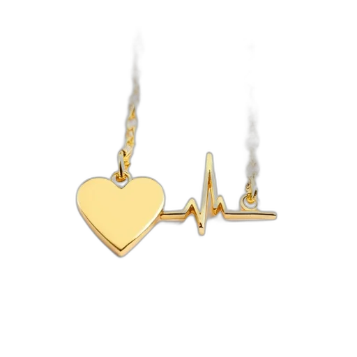 jewelry, pixel art, gold, heartbeat transparent PNG cut-out