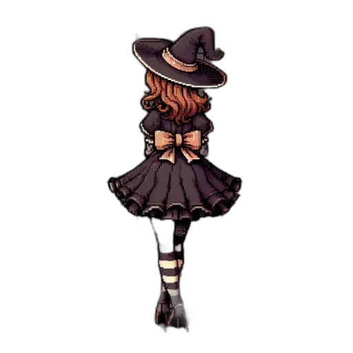 dress, hat, staff, hair transparent PNG cut-out