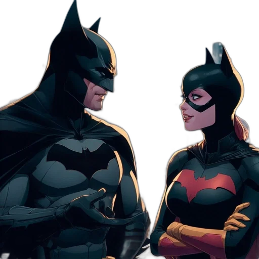 comic book art, concept art, batman, batwoman transparent PNG cut-out