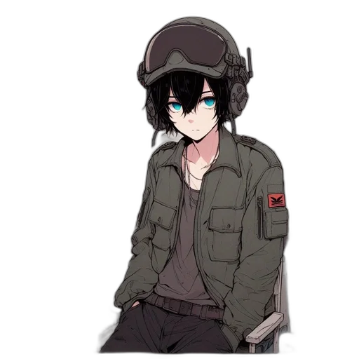 jacket, hat, staff, weapon transparent PNG cut-out