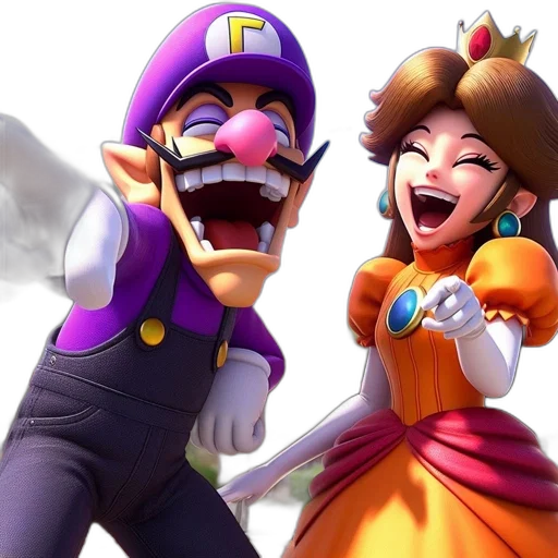 concept art, waluigi, daisy, characters transparent PNG cut-out