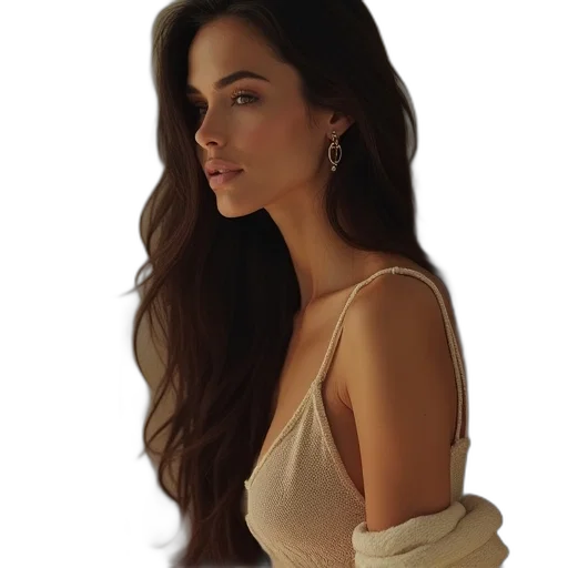 dress, jewelry, face, hair transparent PNG cut-out
