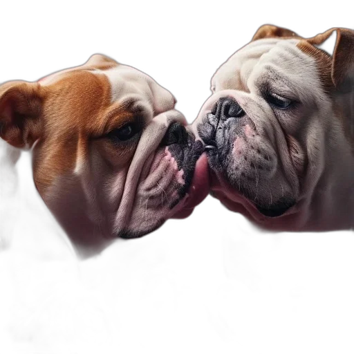 photorealistic, 3d render, two, bulldogs transparent PNG cut-out