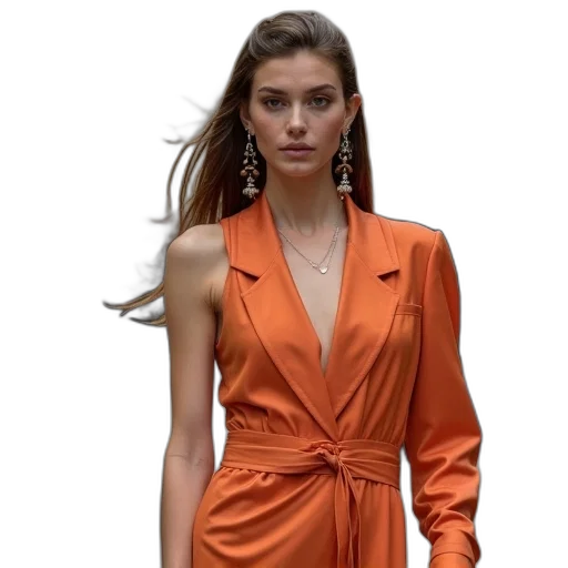 jacket, dress, jewelry, earth tones transparent PNG cut-out