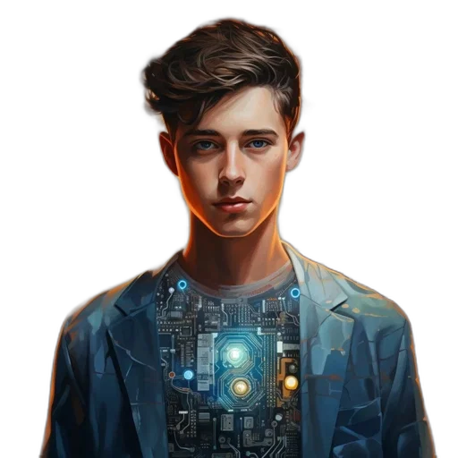 jacket, robot, face, cyberpunk transparent PNG cut-out