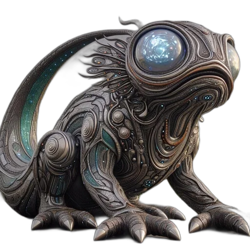 dragon, creature, staff, robot transparent PNG cut-out