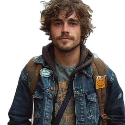 jacket, face, staff, hair transparent PNG cut-out