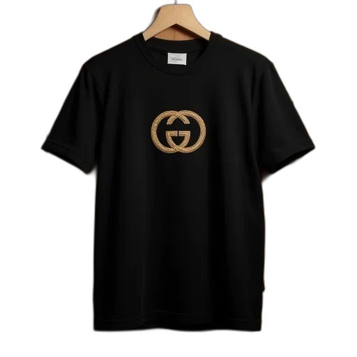 black, shirt, gucci, logo transparent PNG cut-out
