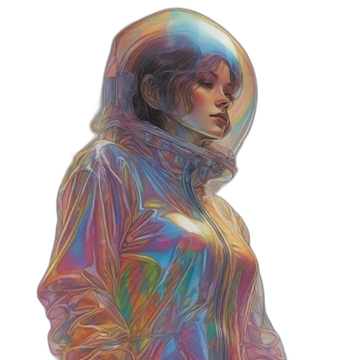 jacket, dress, face, vaporwave transparent PNG cut-out