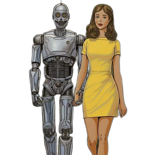 robot, dress, concept art, comic book art transparent PNG cut-out