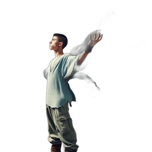 jacket, staff, sword, dragon transparent PNG cut-out