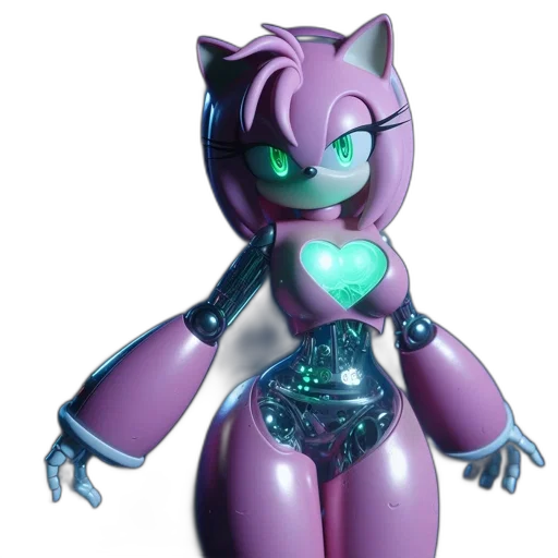 robot, 3d render, concept art, vaporwave transparent PNG cut-out