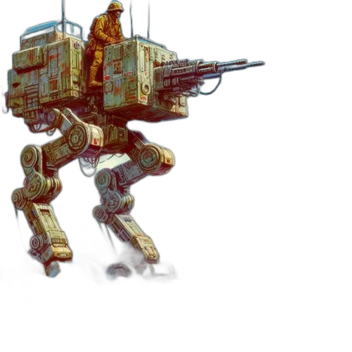 robot, weapon, concept art, pixel art transparent PNG cut-out