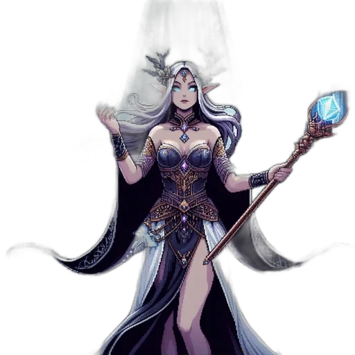 staff, sword, dress, fantasy art transparent PNG cut-out
