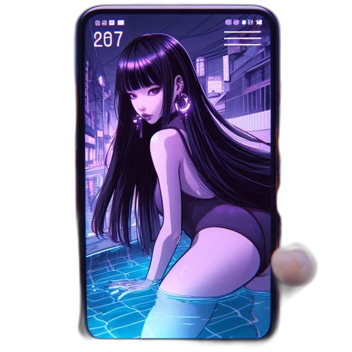 dress, cyberpunk, vaporwave, anime transparent PNG cut-out