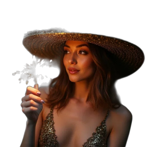hat, umbrella, staff, dress transparent PNG cut-out