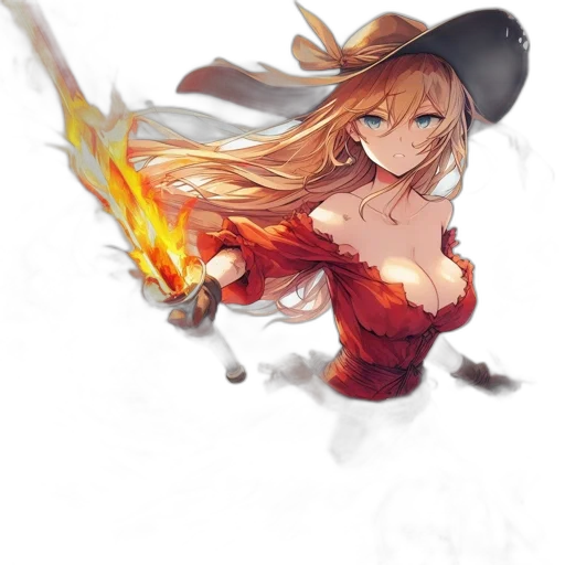 dress, hat, dragon, staff transparent PNG cut-out