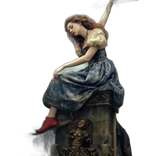 dress, staff, sword, crown transparent PNG cut-out