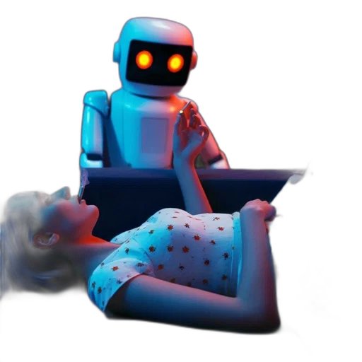 robot, concept art, 3d render, cyberpunk transparent PNG cut-out