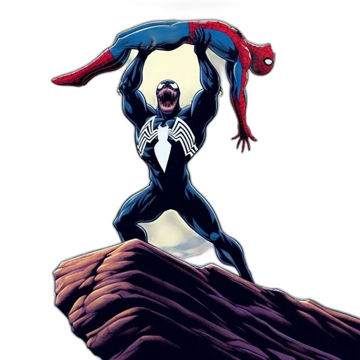 comic book art, concept art, spider-man, lifted transparent PNG cut-out