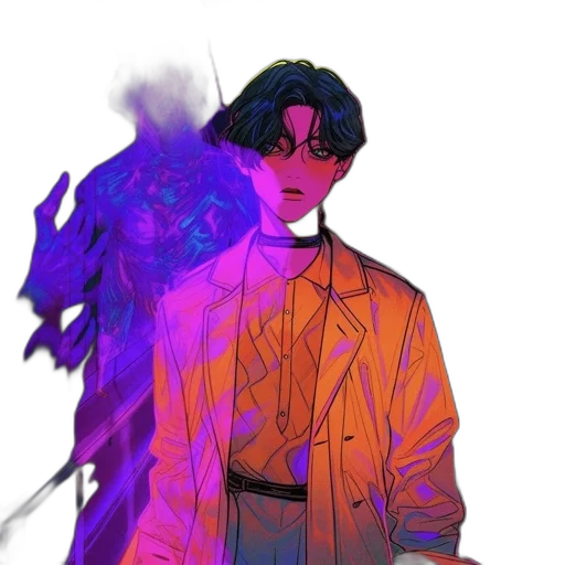 jacket, creature, staff, mask transparent PNG cut-out