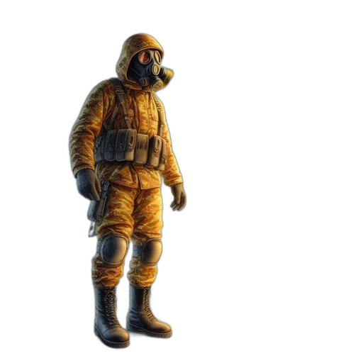 jacket, mask, staff, creature transparent PNG cut-out
