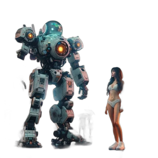 robot, weapon, concept art, 3d render transparent PNG cut-out