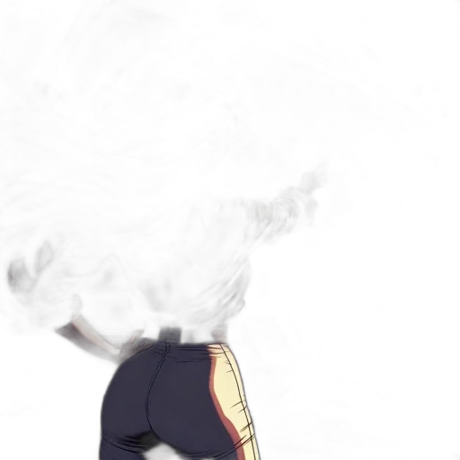 mask, jacket, hair, staff transparent PNG cut-out