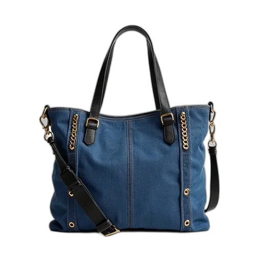 blue, denim, handbag, gold transparent PNG cut-out