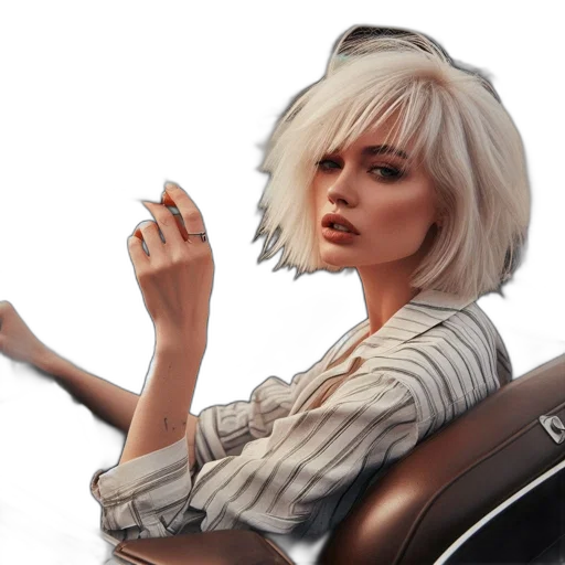 jacket, hair, face, photorealistic transparent PNG cut-out