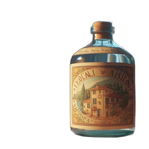 bottle, dress, photorealistic, oil painting transparent PNG cut-out