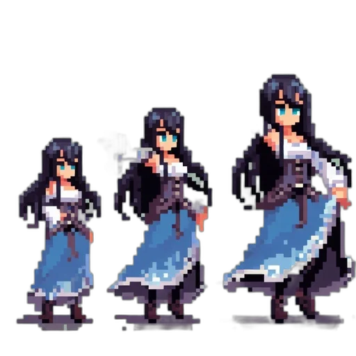dress, weapon, staff, pixel art transparent PNG cut-out