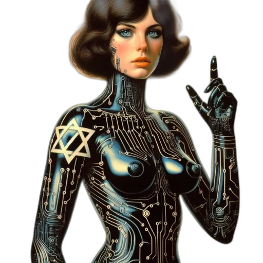 robot, jewelry, dress, cyberpunk transparent PNG cut-out