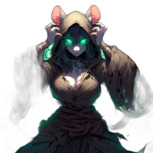 mask, dress, creature, staff transparent PNG cut-out