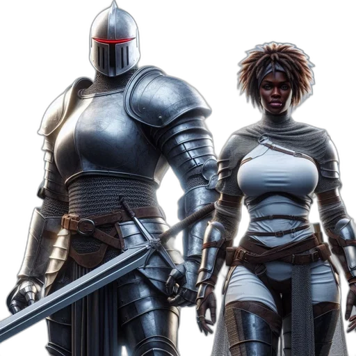 concept art, comic book art, two, medieval transparent PNG cut-out