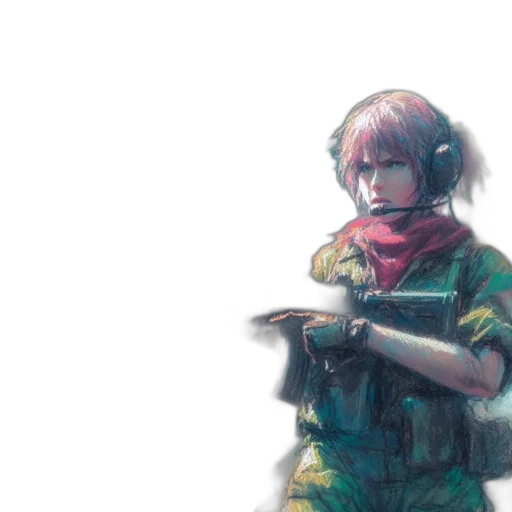 weapon, face, sword, jacket transparent PNG cut-out