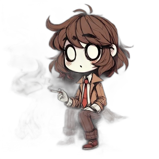 jacket, staff, creature, hair transparent PNG cut-out