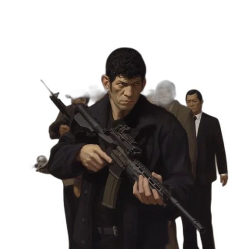 weapon, staff, jacket, concept art transparent PNG cut-out