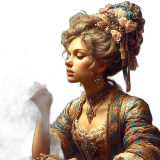 dress, jewelry, staff, face transparent PNG cut-out