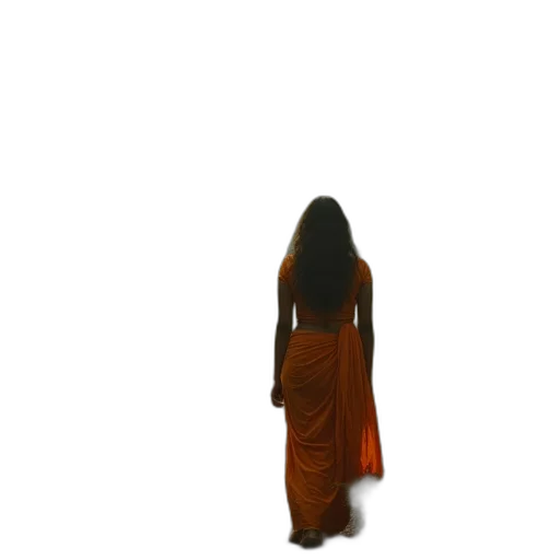 dress, staff, creature, hair transparent PNG cut-out