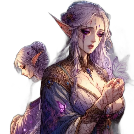 dragon, dress, staff, jewelry transparent PNG cut-out
