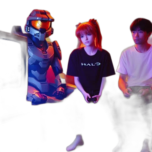 robot, weapon, sword, vaporwave transparent PNG cut-out