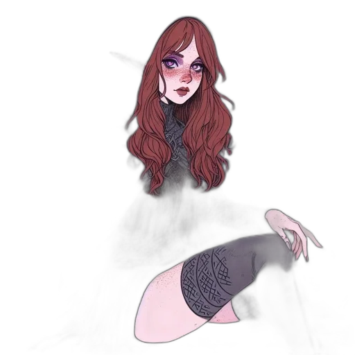 dress, creature, hair, jacket transparent PNG cut-out