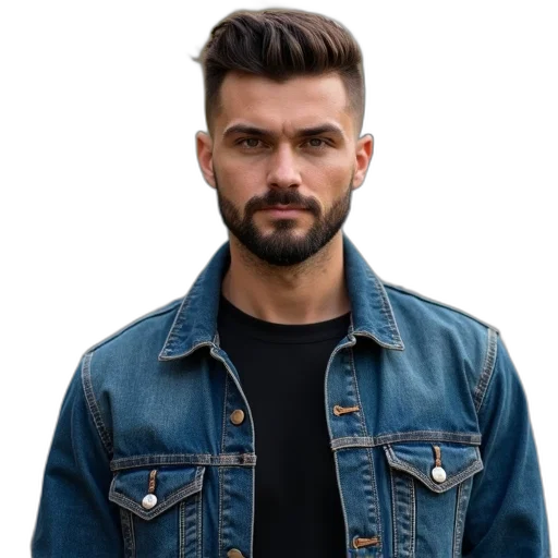 jacket, face, staff, hair transparent PNG cut-out