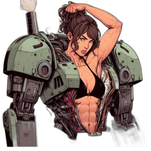 robot, weapon, cyberpunk, concept art transparent PNG cut-out